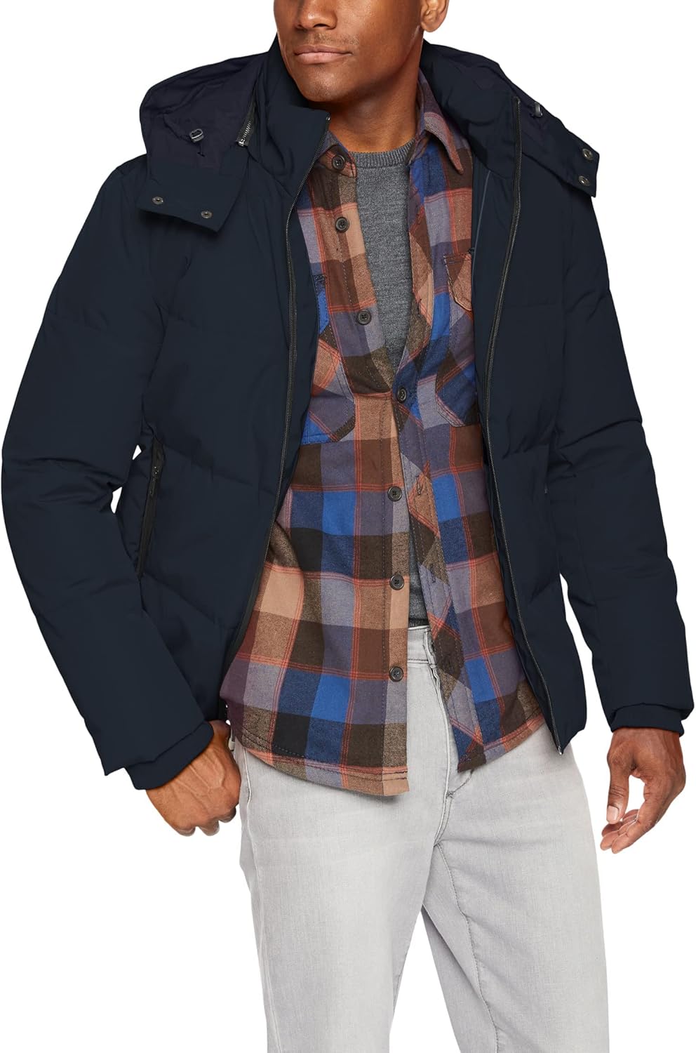 Men's Short Down Parka with Hooded Down Coat