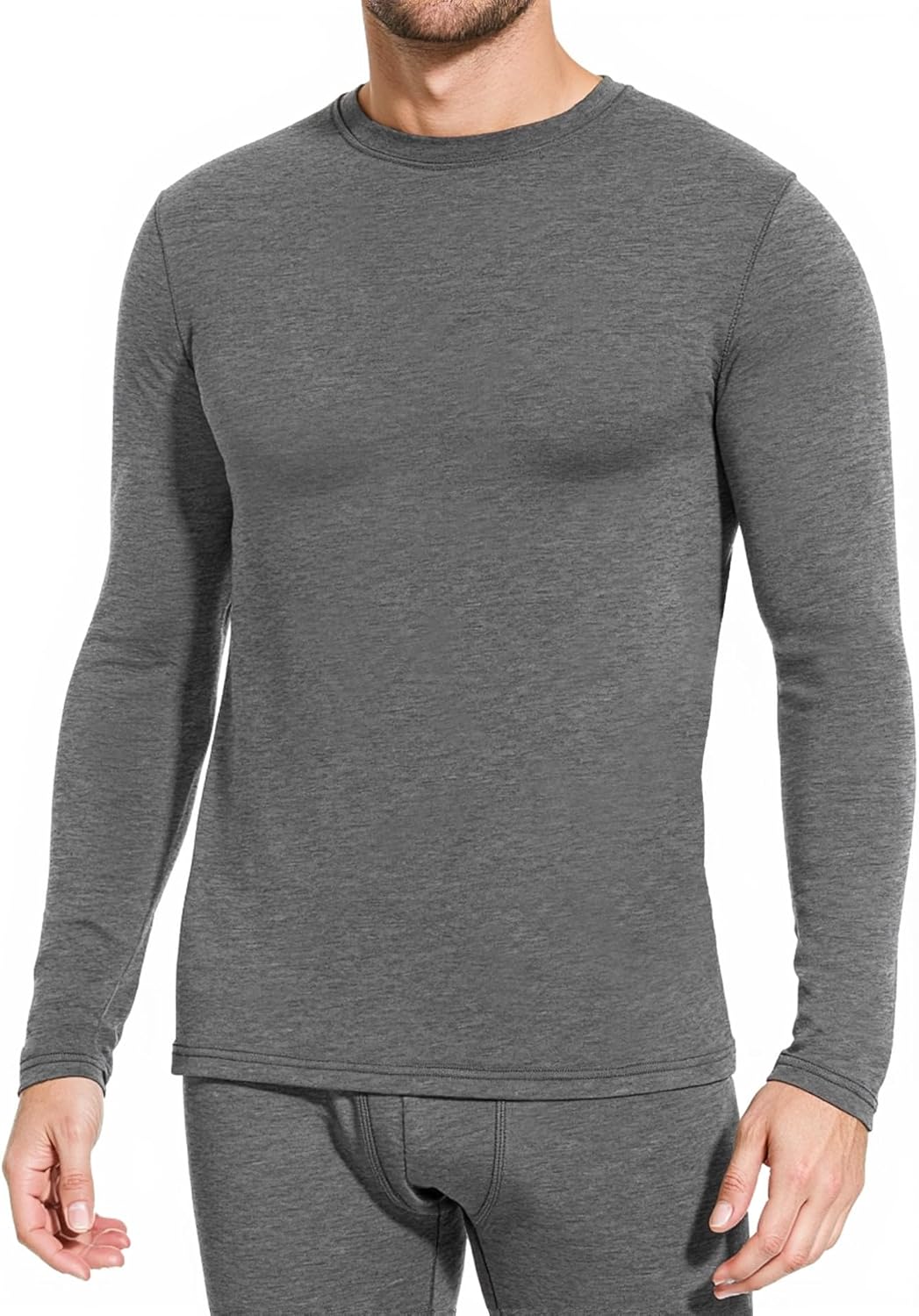 Men's Long Sleeve Thermal Underwear Fleece Lined Base Layer Cold Weather Tops Long John Shirts for Men